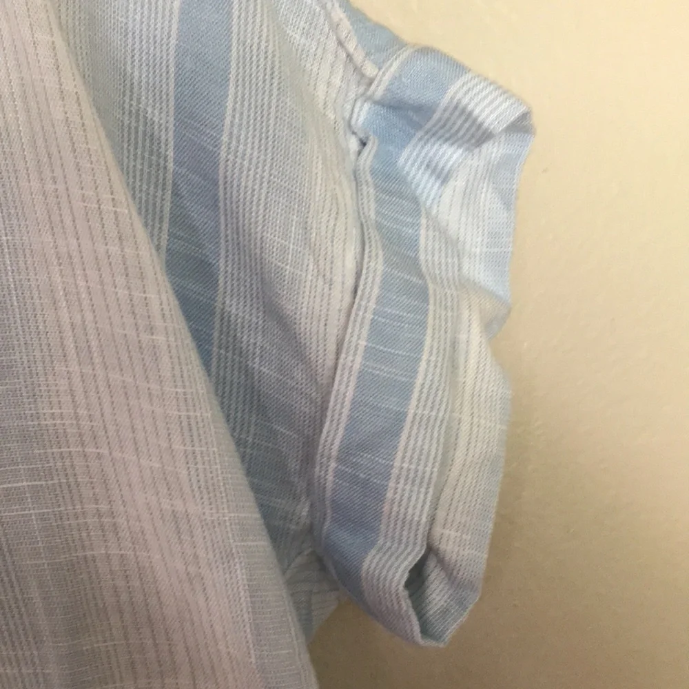 Light Blue Striped Women’s Short Sleeve Shirt - Unbranded - Picture 3 of 6